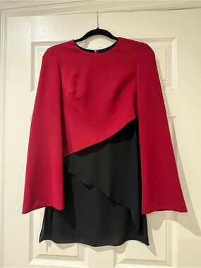 Cue Burgundy and Black Cape-Sleeve Tunic